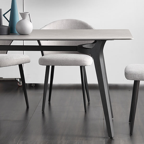 Industrial Sintered Stone Grey Table for Restaurant Rectangle Dining Table with 4 Legs