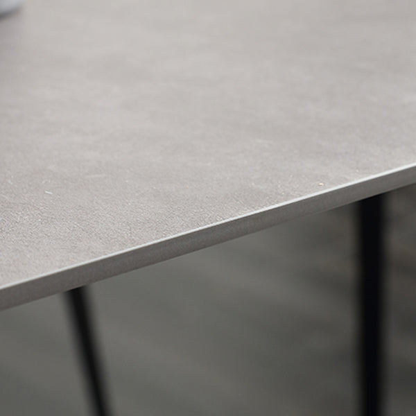 Industrial Sintered Stone Grey Table for Restaurant Rectangle Dining Table with 4 Legs