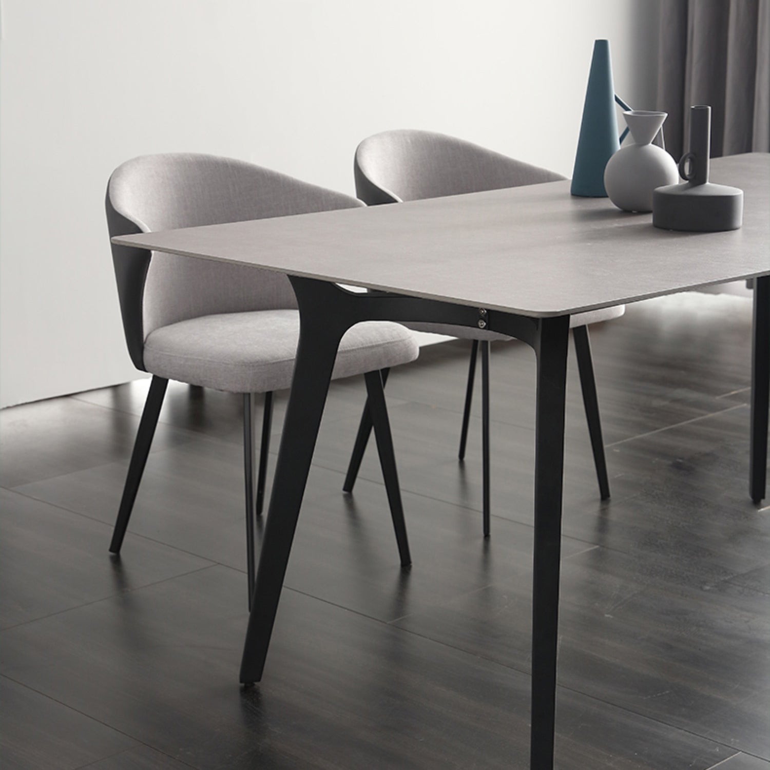 Industrial Sintered Stone Grey Table for Restaurant Rectangle Dining Table with 4 Legs