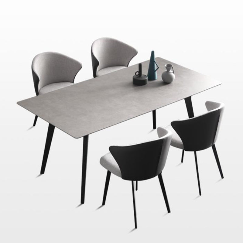 Industrial Sintered Stone Grey Table for Restaurant Rectangle Dining Table with 4 Legs