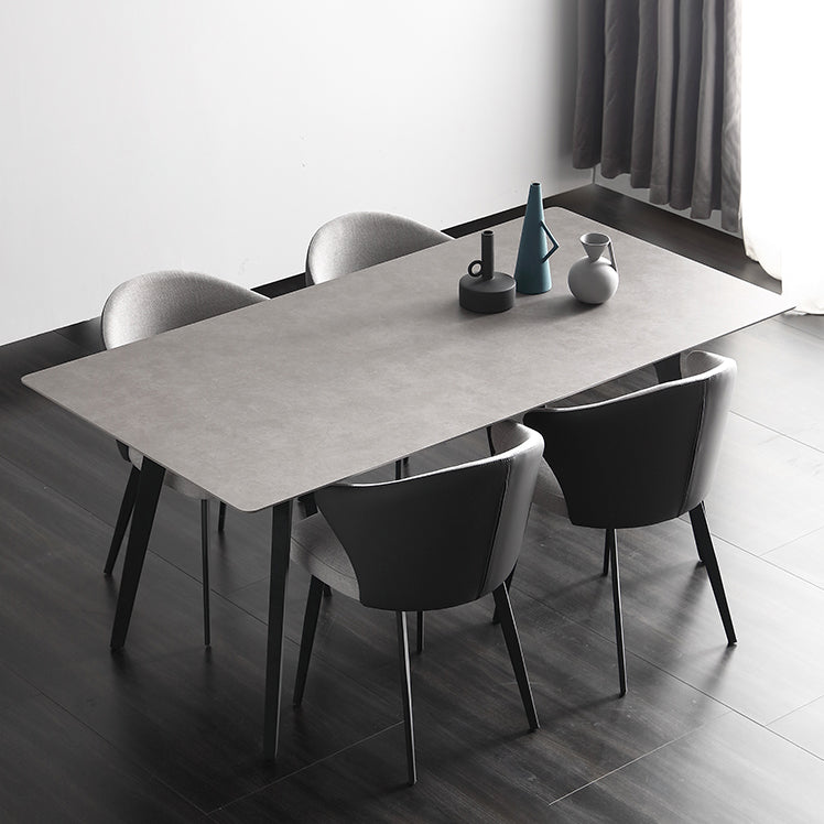 Industrial Sintered Stone Grey Table for Restaurant Rectangle Dining Table with 4 Legs