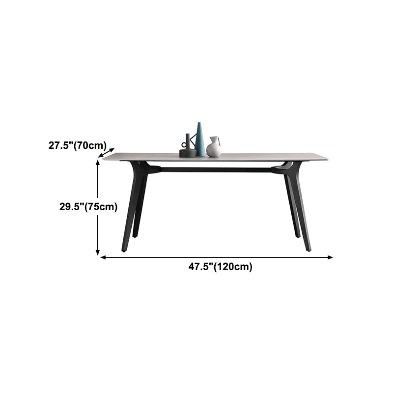 Industrial Sintered Stone Grey Table for Restaurant Rectangle Dining Table with 4 Legs