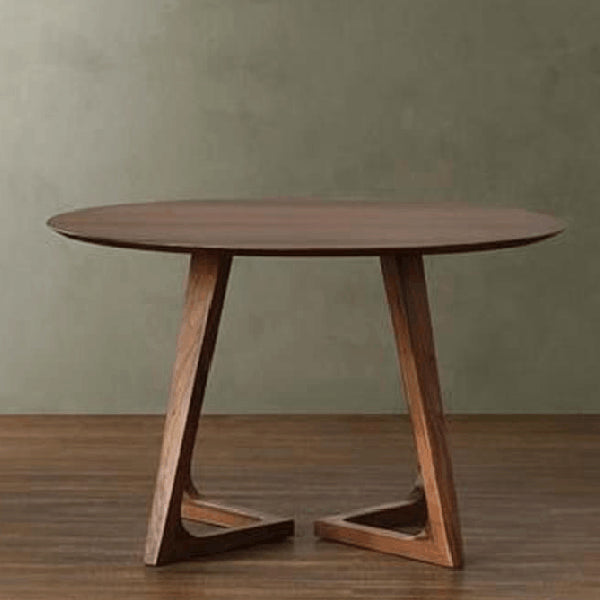 Table à manger ronde à Double piédestal, décontractée, couleur bois, fixe, en bois massif de pin
