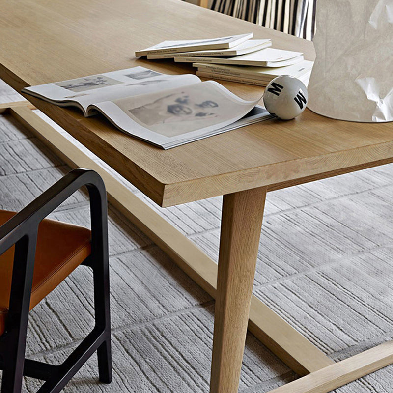 Modern Solid Wood Table for Restaurant Rectangle Dining Table with Trestle Base