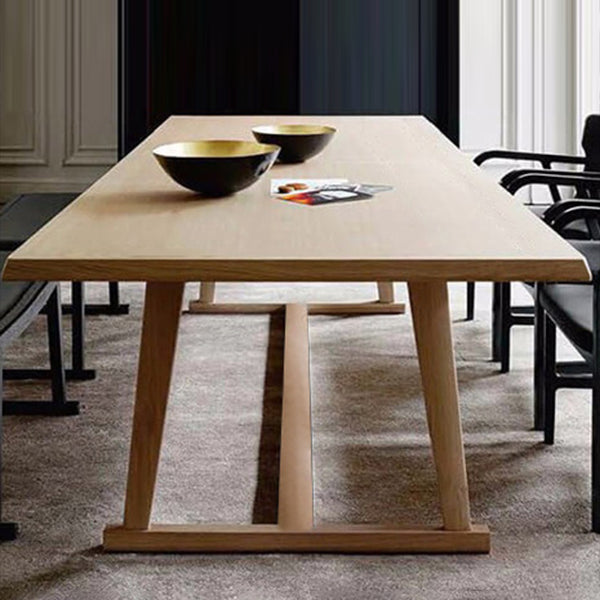 Modern Solid Wood Table for Restaurant Rectangle Dining Table with Trestle Base
