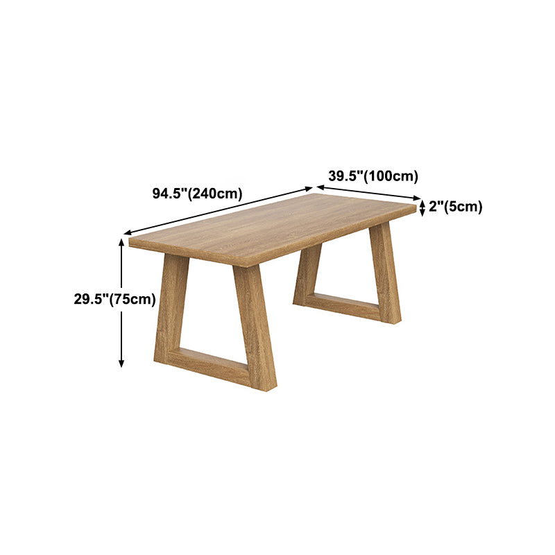 Pine Wood Top Dining Table Modern Rectangle Table with Solid Wood Sled Base