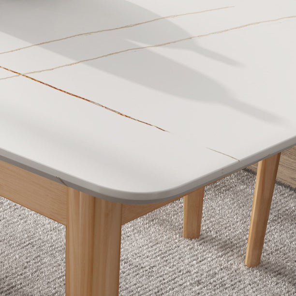 Stone Rectangle Dining Table Mid-Century Modern Dining Table with 4 Legs