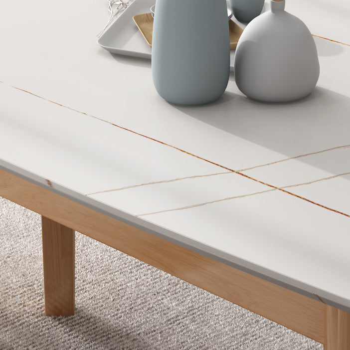 Stone Rectangle Dining Table Mid-Century Modern Dining Table with 4 Legs