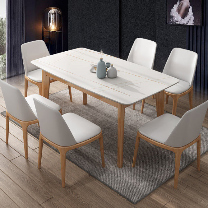 Stone Rectangle Dining Table Mid-Century Modern Dining Table with 4 Legs