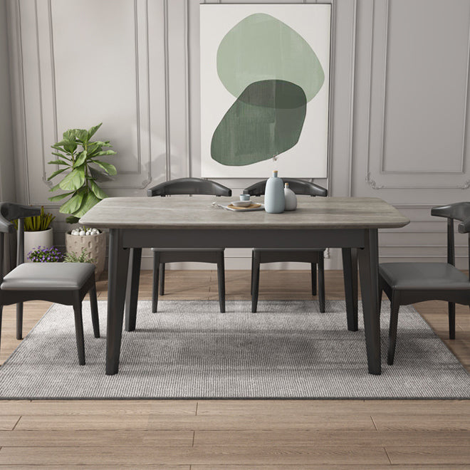 Stone Rectangle Dining Table Mid-Century Modern Dining Table with 4 Legs