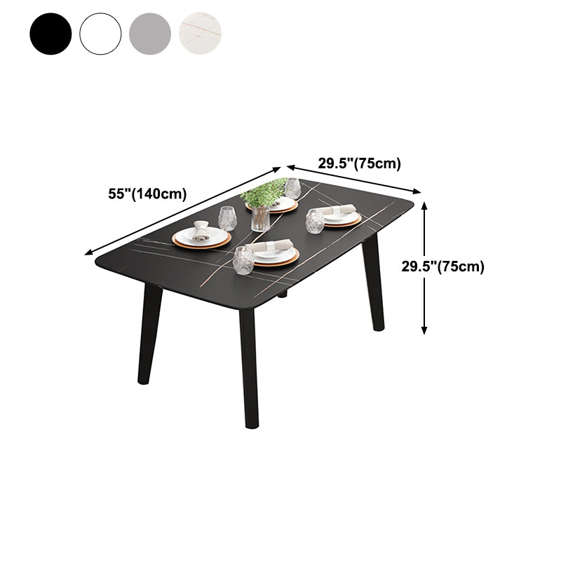 Stone Rectangle Dining Table Mid-Century Modern Dining Table with 4 Legs