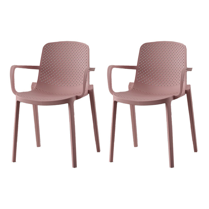 Modern Plastic Home Arm Chair Matte Finish Solid Back Dining Chair