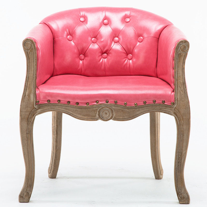 Farmhouse Home Solid Back Arm Chair Leather Matte Finish Dining Chair