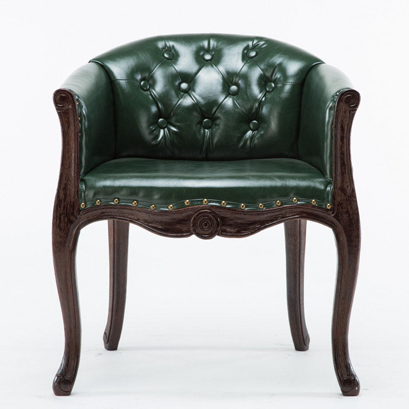 Farmhouse Home Solid Back Arm Chair Leather Matte Finish Dining Chair