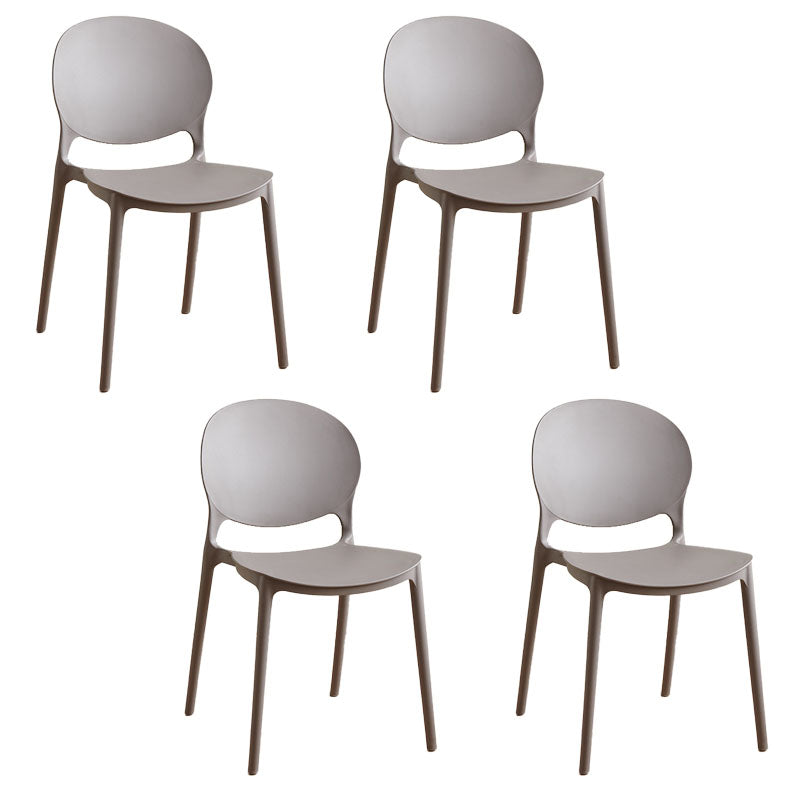 Contemporary Style Stackable Chairs Dining Open Back Armless Chair with Plastic Legs