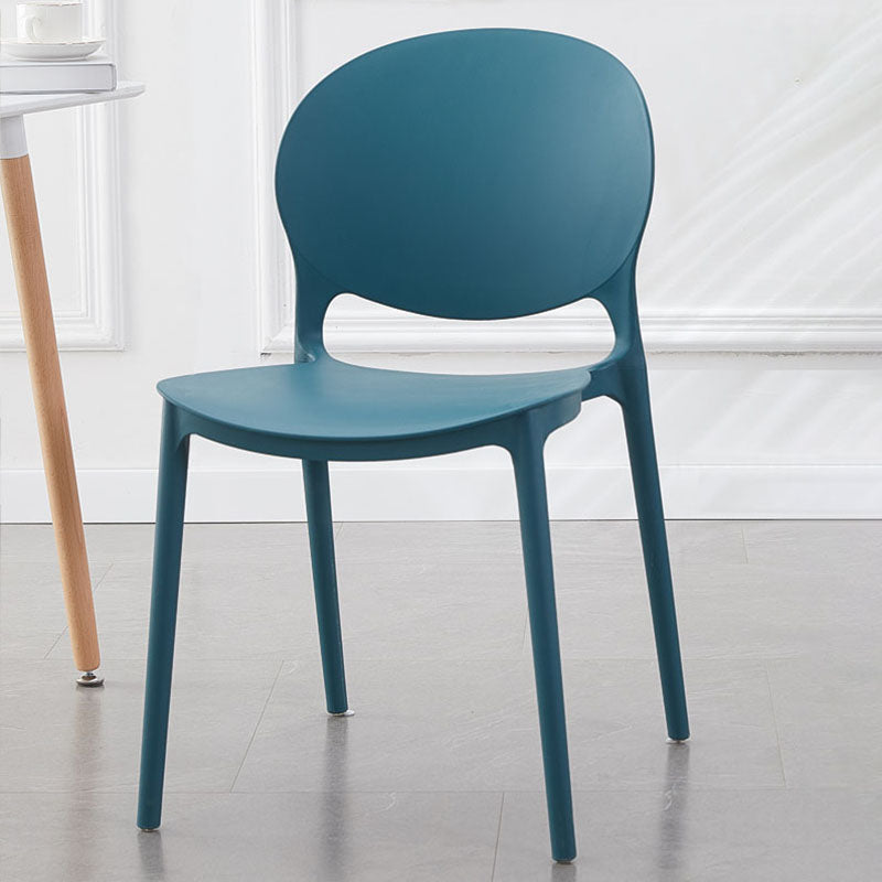 Contemporary Style Stackable Chairs Dining Open Back Armless Chair with Plastic Legs