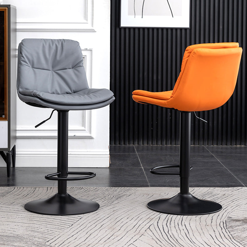 Contemporary Leather Swivel Barstool Indoor Bar Stool with Low Back