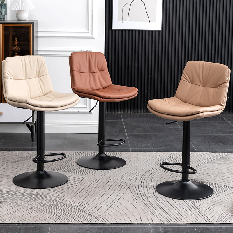 Contemporary Leather Swivel Barstool Indoor Bar Stool with Low Back