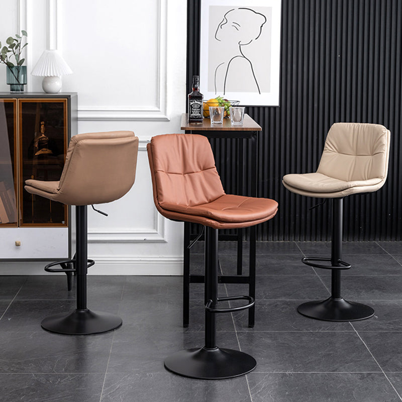 Contemporary Leather Swivel Barstool Indoor Bar Stool with Low Back
