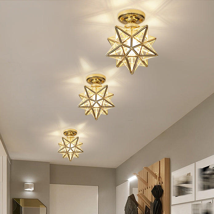 Lámpara de techo geométrica Cobre moderno 1 Montaje de alambre de luz con agujero 2-3.5 '' Dia para el pasillo