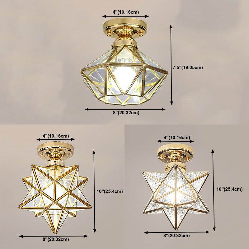 Lámpara de techo geométrica Cobre moderno 1 Montaje de alambre de luz con agujero 2-3.5 '' Dia para el pasillo