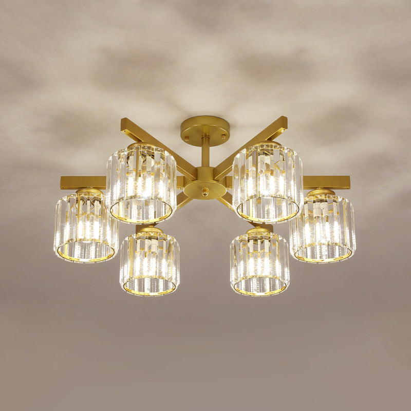 Luz de lámpara de descarga de cilindro contemporánea Luz de techo de alza de cristal para sala de estar