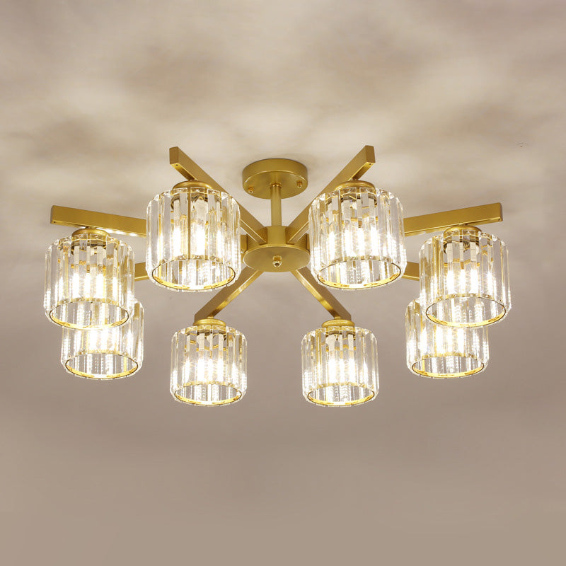 Luz de lámpara de descarga de cilindro contemporánea Luz de techo de alza de cristal para sala de estar