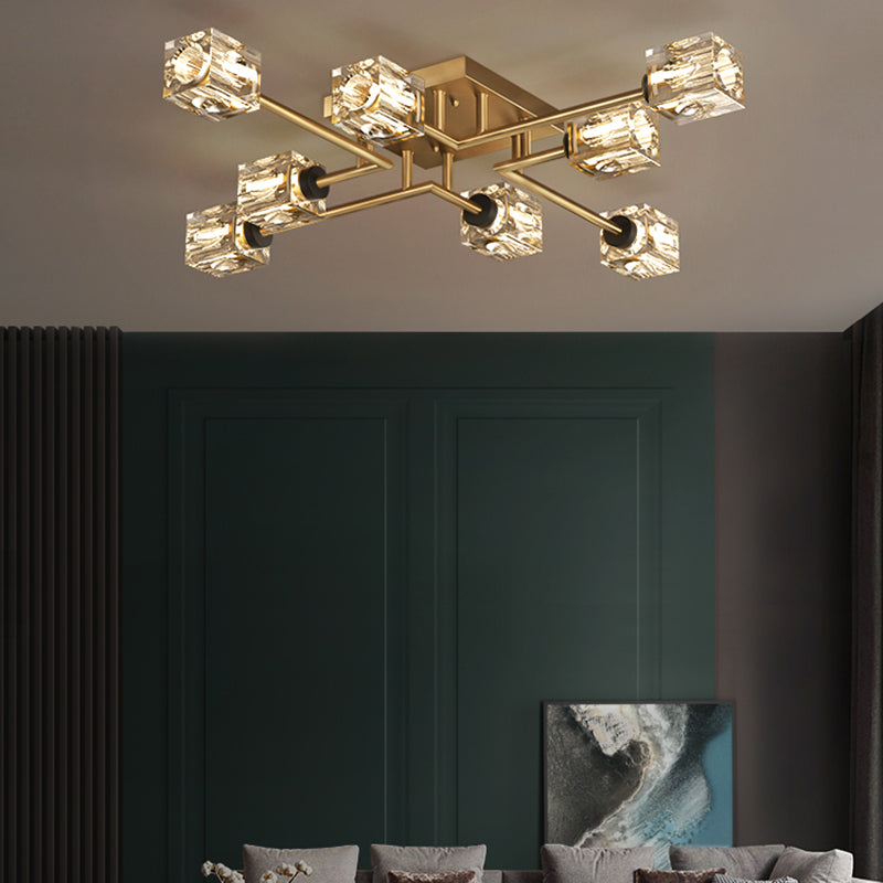 Cubo contemporáneo Flush Lighting Lighting de montaje de altura de cristal para sala de estar