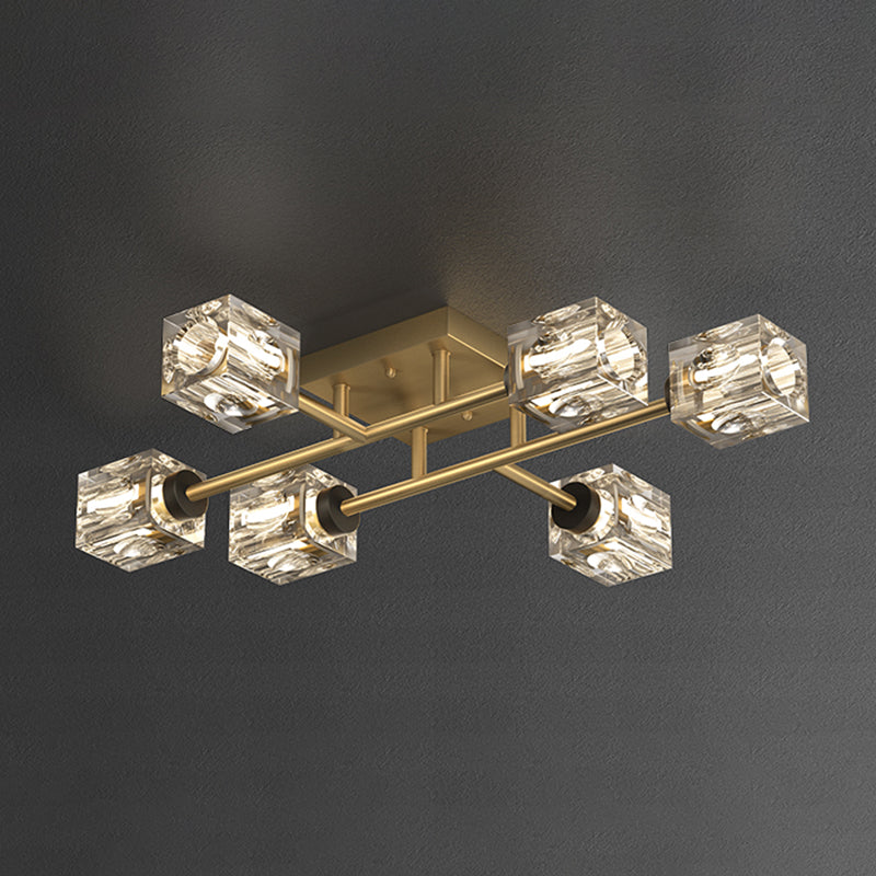 Cubo contemporáneo Flush Lighting Lighting de montaje de altura de cristal para sala de estar