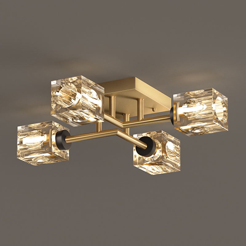 Cubo contemporáneo Flush Lighting Lighting de montaje de altura de cristal para sala de estar