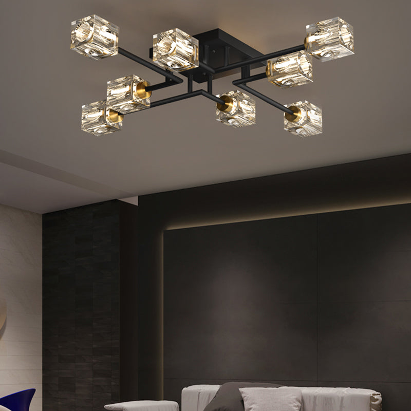 Cubo contemporáneo Flush Lighting Lighting de montaje de altura de cristal para sala de estar