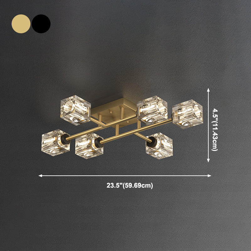 Cubo contemporáneo Flush Lighting Lighting de montaje de altura de cristal para sala de estar