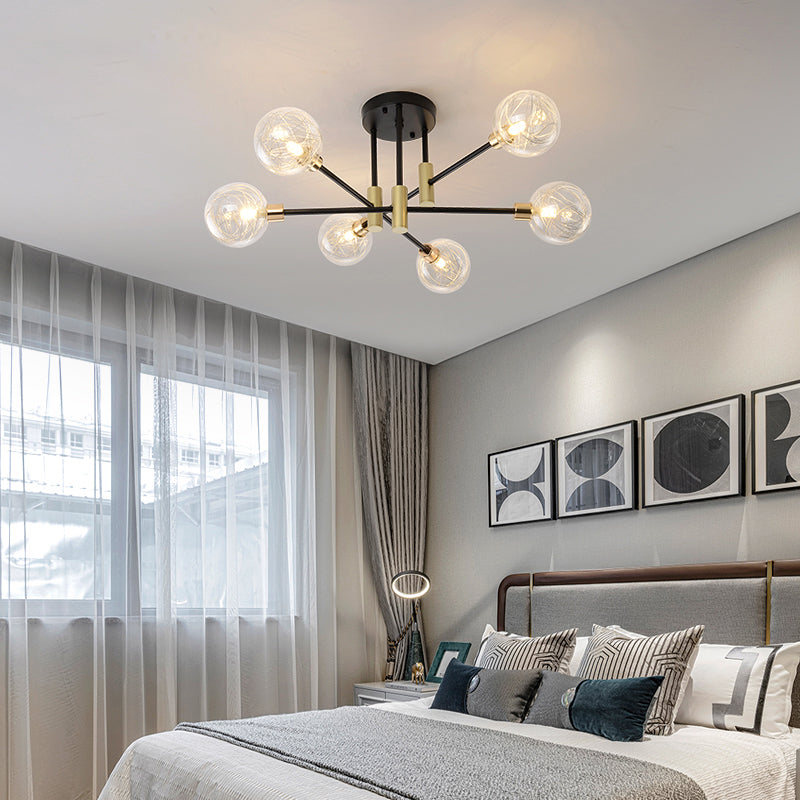 Contemporary Sphere Flush Light Fixture Glass Flush Mount Lights in Black