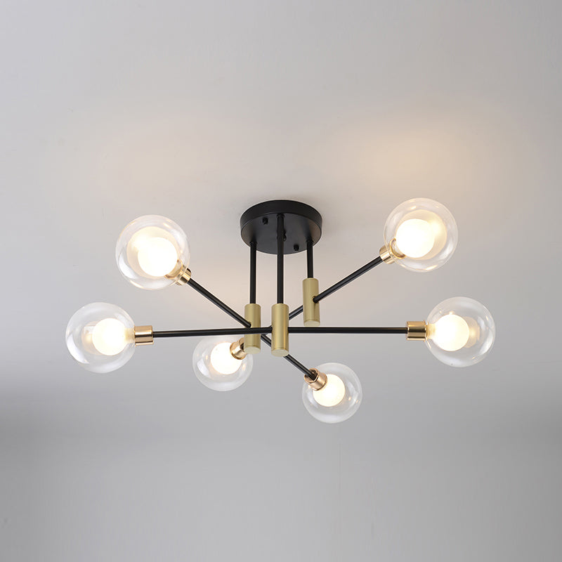 Contemporary Sphere Flush Light Fixture Glass Flush Mount Lights in Black