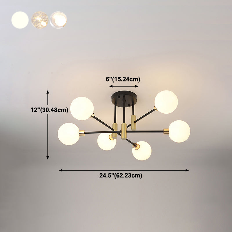 Contemporary Sphere Flush Light Fixture Glass Flush Mount Lights in Black