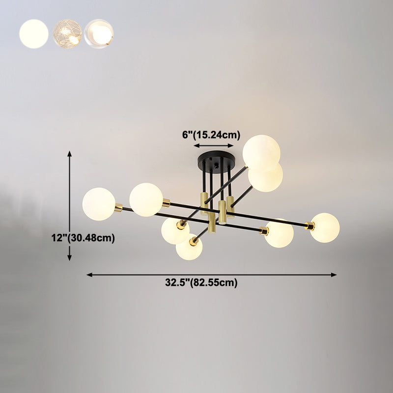 Contemporary Sphere Flush Light Fixture Glass Flush Mount Lights in Black