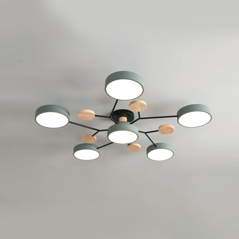 Luz de techo geométrico nórdico colorido LED de montaje de montaje para sala de estar para sala de estar