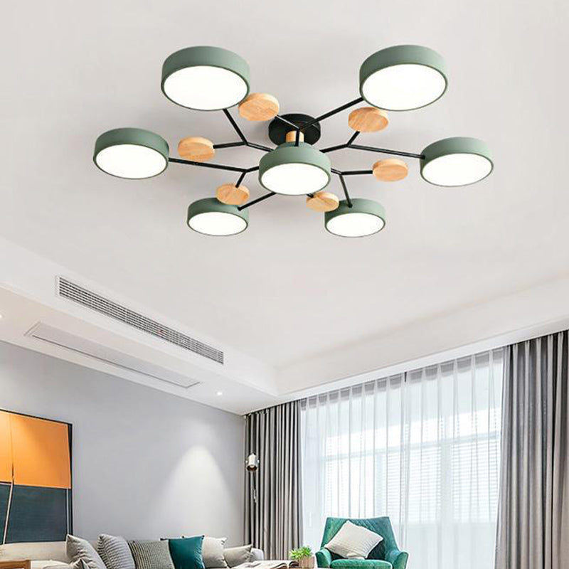 Luz de techo geométrico nórdico colorido LED de montaje de montaje para sala de estar para sala de estar