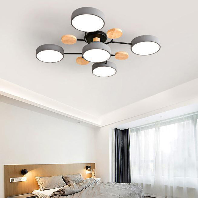 Luz de techo geométrico nórdico colorido LED de montaje de montaje para sala de estar para sala de estar