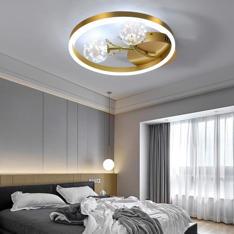 Modern Style Spherical Shape Ceiling Light Glass 3 Light Ceiling Light for Living Room