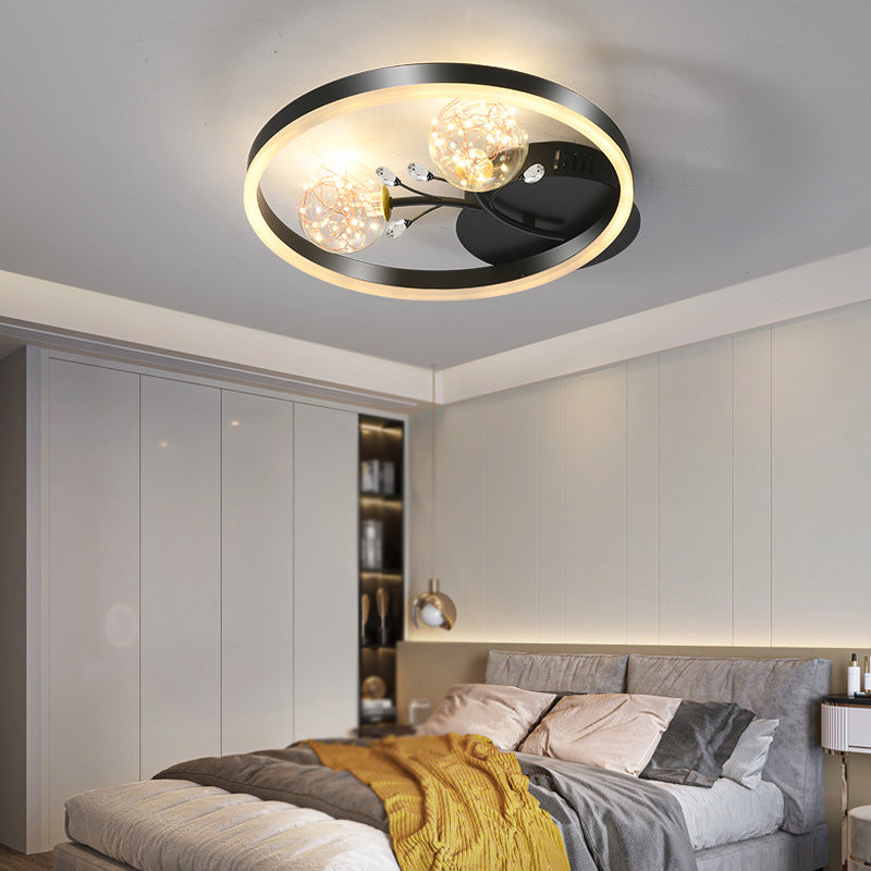 Modern Style Spherical Shape Ceiling Light Glass 3 Light Ceiling Light for Living Room