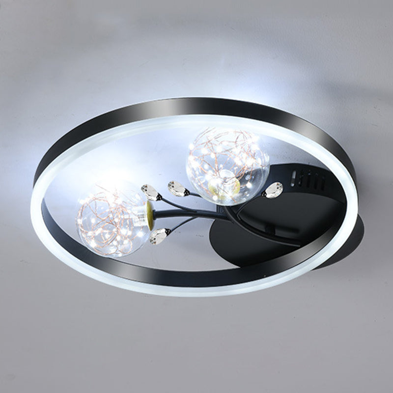 Modern Style Spherical Shape Ceiling Light Glass 3 Light Ceiling Light for Living Room