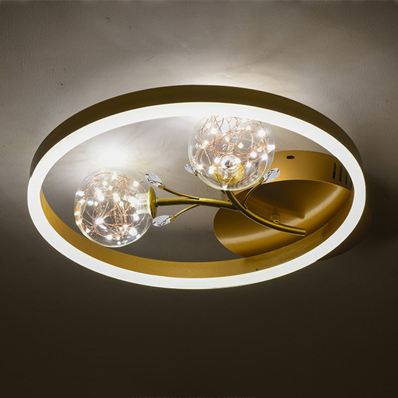 Modern Style Spherical Shape Ceiling Light Glass 3 Light Ceiling Light for Living Room