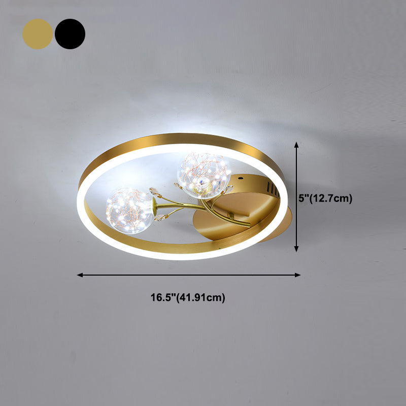 Modern Style Spherical Shape Ceiling Light Glass 3 Light Ceiling Light for Living Room