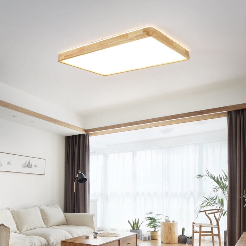 Plafonnier encastré en bois de forme carrée, style moderne, éclairage encastré à 1 lumière en marron