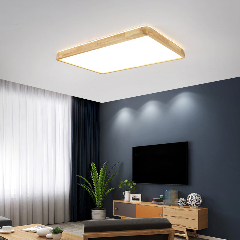 Plafonnier encastré en bois de forme carrée, style moderne, éclairage encastré à 1 lumière en marron