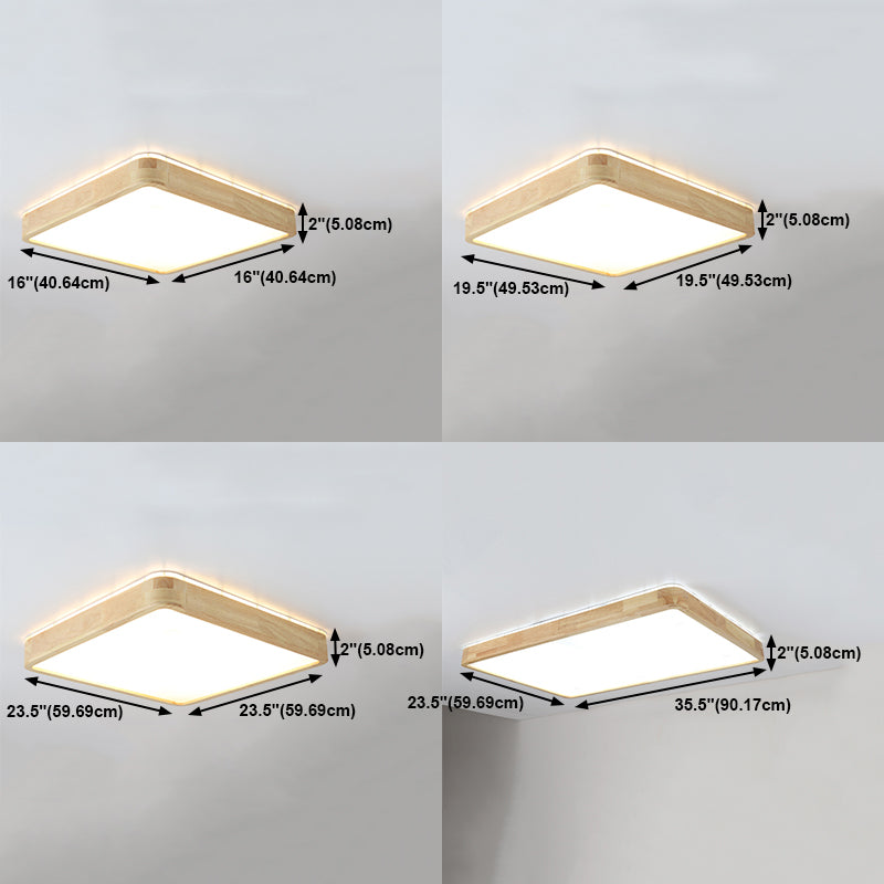 Plafonnier encastré en bois de forme carrée, style moderne, éclairage encastré à 1 lumière en marron
