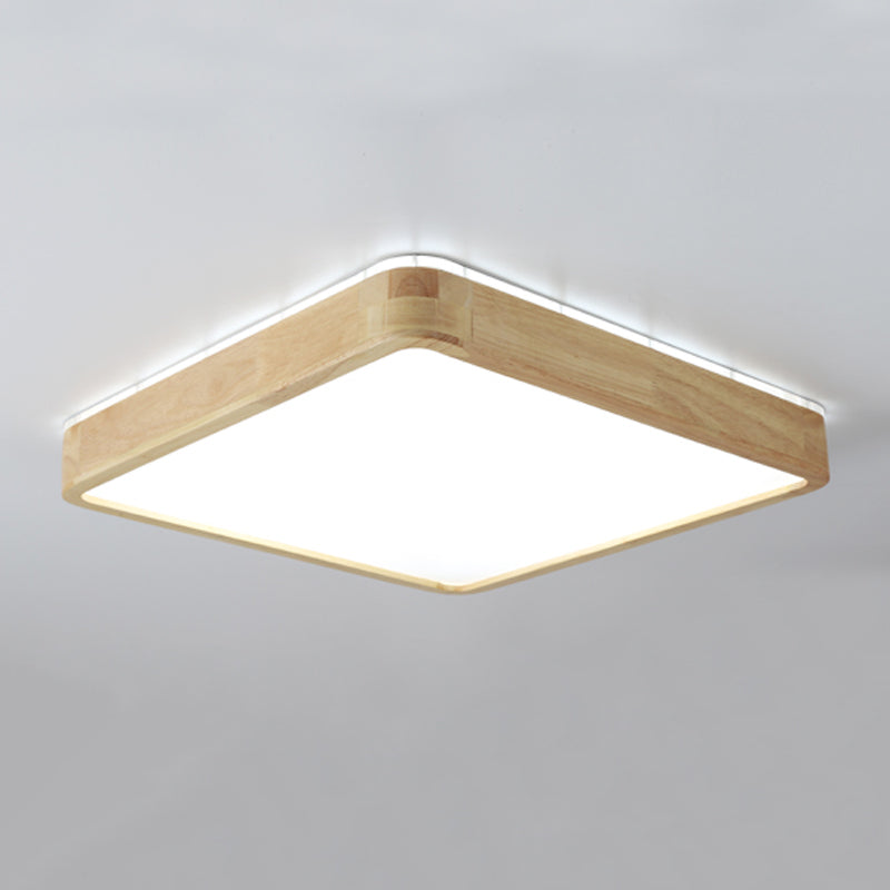 Plafonnier encastré en bois de forme carrée, style moderne, éclairage encastré à 1 lumière en marron