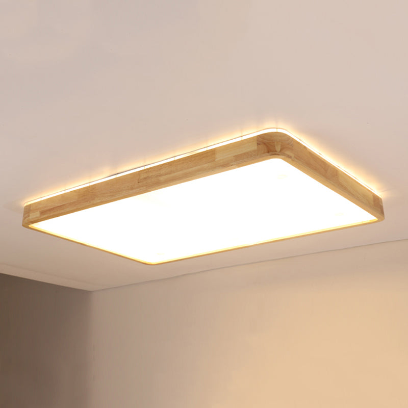 Plafonnier encastré en bois de forme carrée, style moderne, éclairage encastré à 1 lumière en marron
