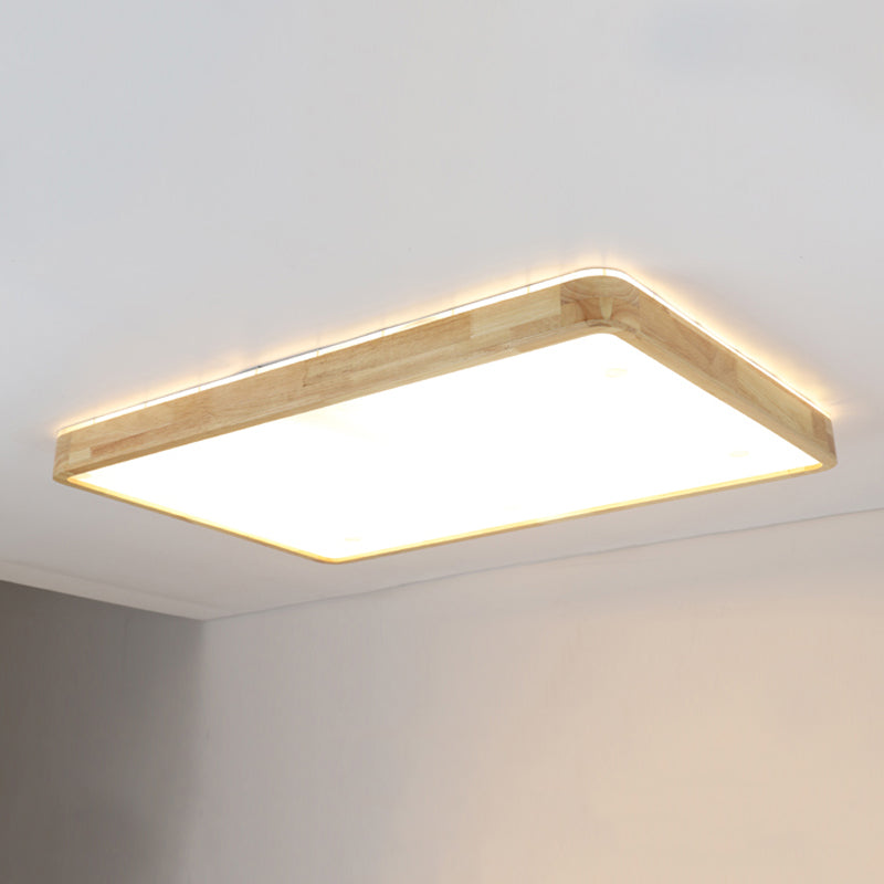 Plafonnier encastré en bois de forme carrée, style moderne, éclairage encastré à 1 lumière en marron